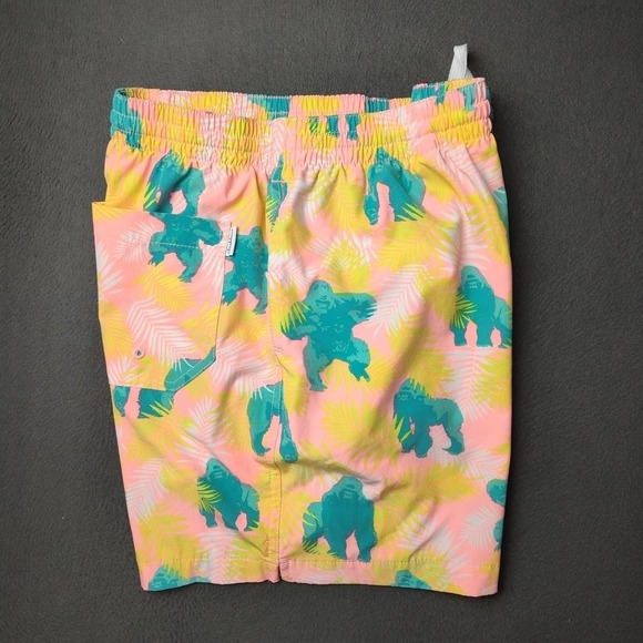 Chubbies Swim Trunks Mens Large Pink Teal 5.5" Gorilla Tropical Print Mesh Lined - Picture 1 of 10